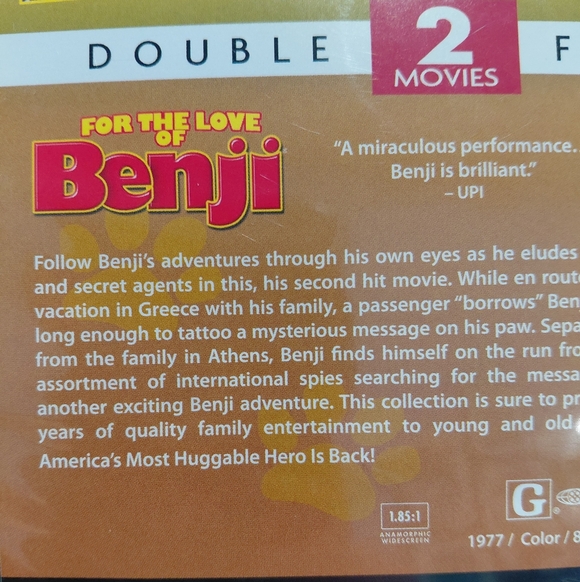 Benji Double Feature DVD - Picture 7 of 8
